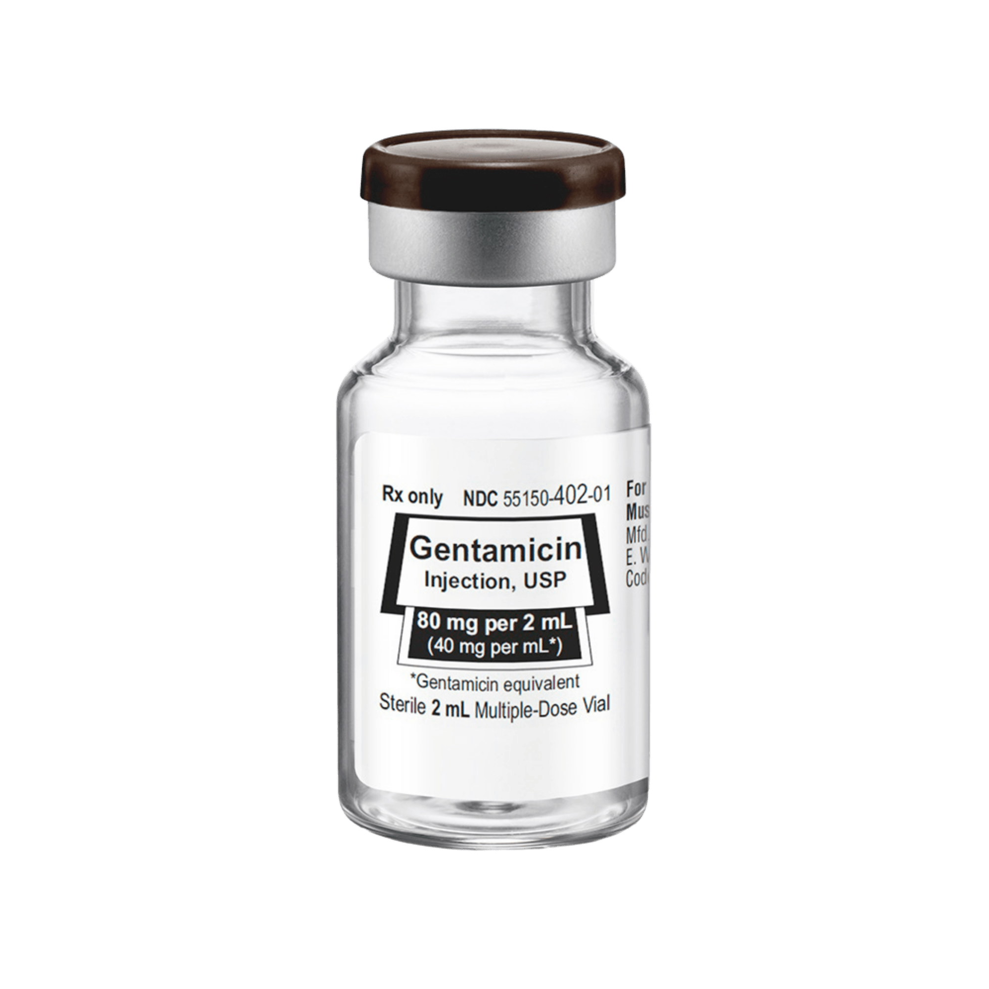 Gentamicin Sulfate Injection Vial, 40 mg/mL, 2mL Vial, 25/PK