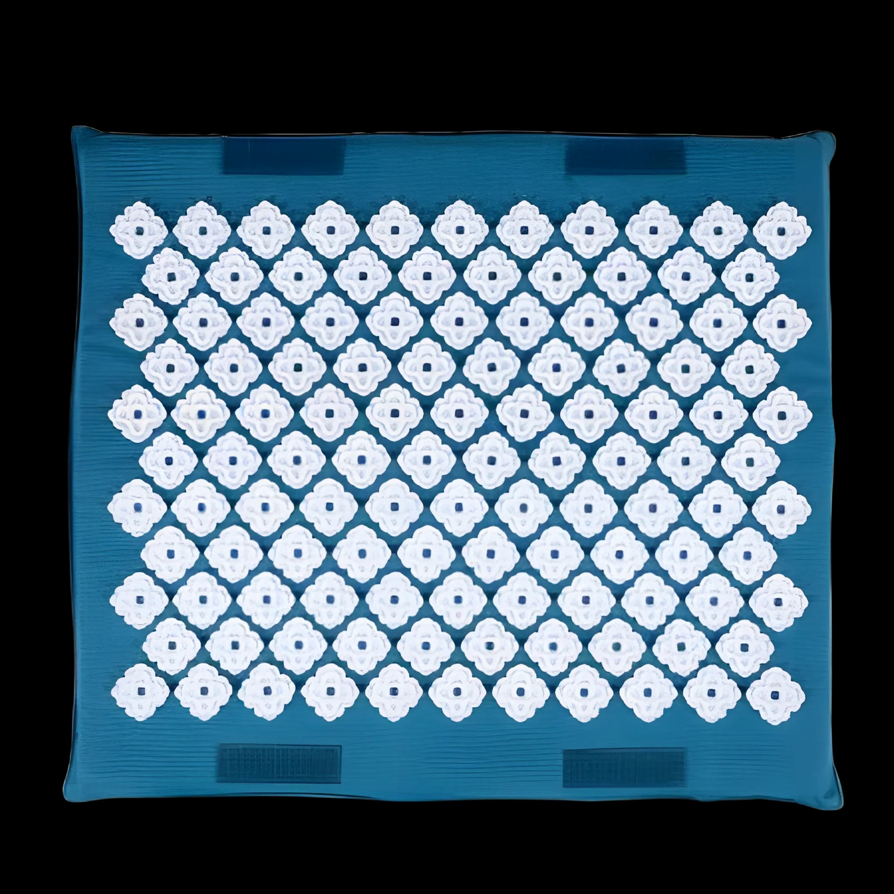 Kanjo Accupressure Foot Mat Sapphire / White Cotton-Linen Fabric / Memory Foam / Plastic 14 X 16 Inch