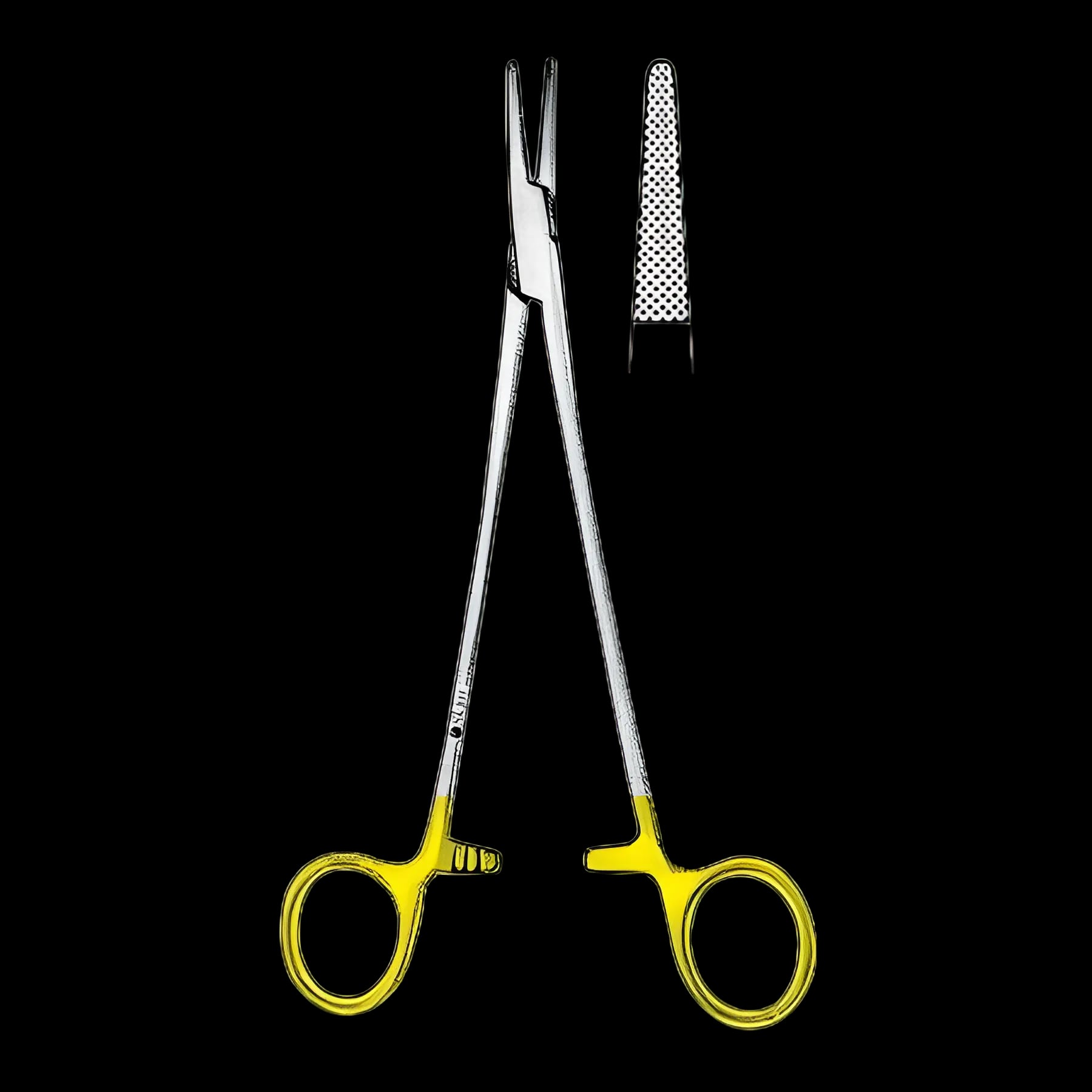 Needle Holder Sklar® TC 8 Inch Length Blunt Straight Finely Serrated Tips Finger Ring Handle