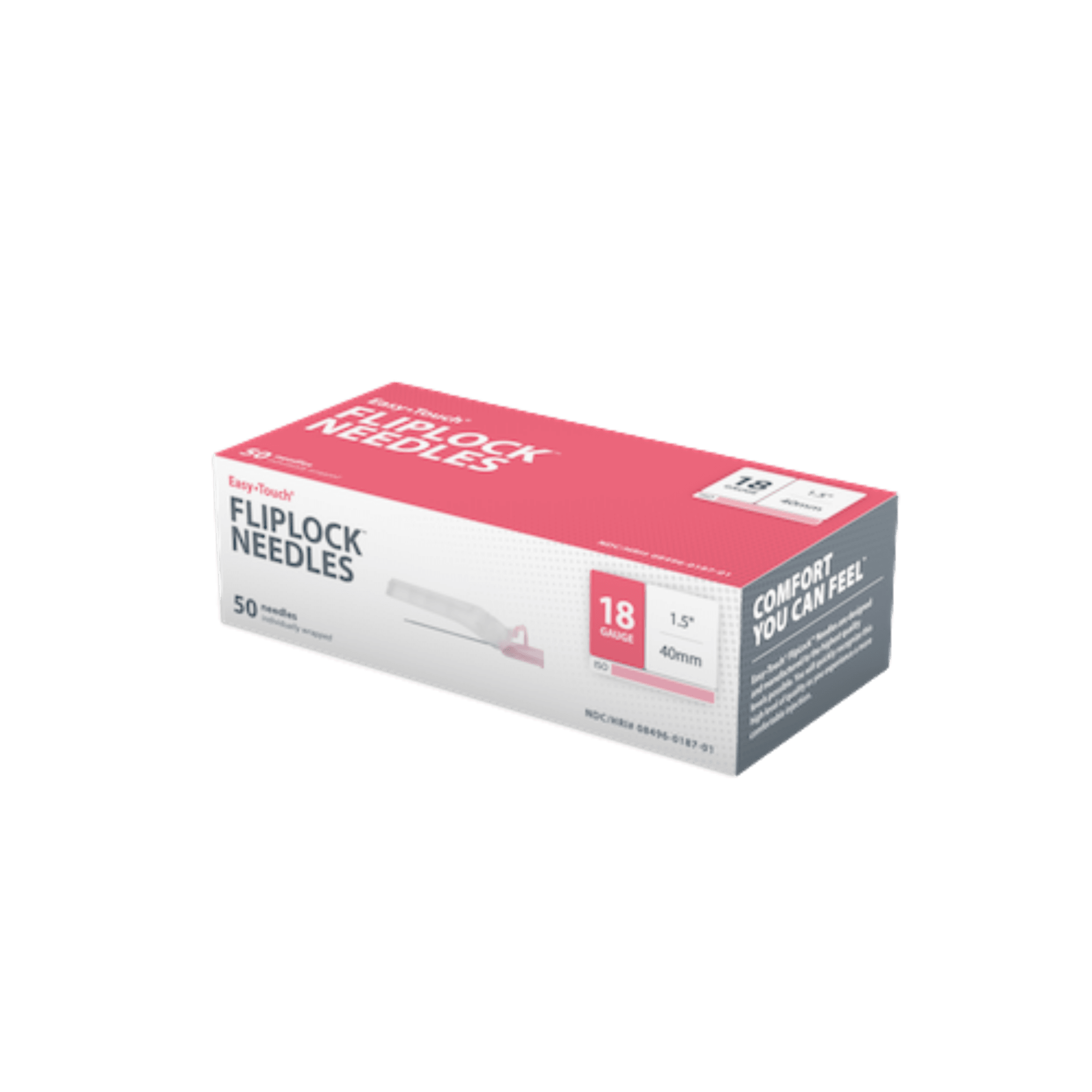 Safety Hypodermic Needle 18g, 1.5" EasyTouch FlipLock