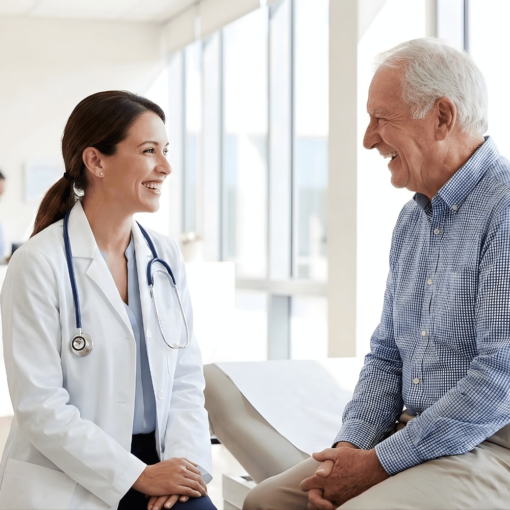 Doctor consulting with patient in a modern healthcare facility
