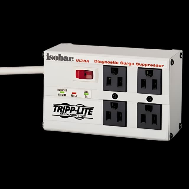 Isobar Surge Protector with Diagnostic LEDs, 4 AC Outlets, 6 ft Cord, 3,330 J, Light Gray