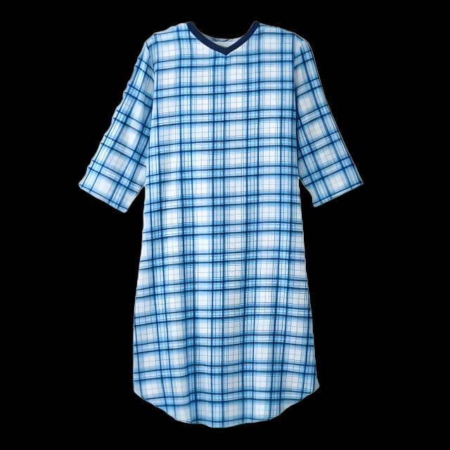 Patient Exam Gown Silverts® Large Turquoise Plaid Reusable