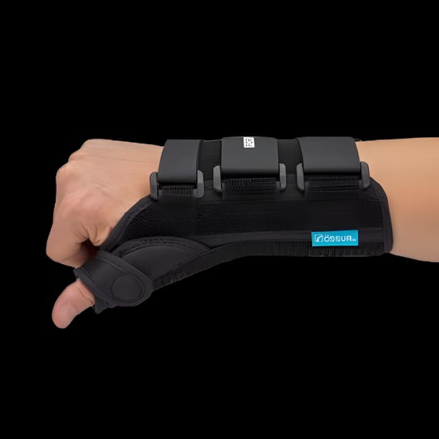 Wrist Brace with Thumb Spica Ossur® Formfit® Aluminum / Cotton / Polyester Left Hand Black X-Small - 3020-PL