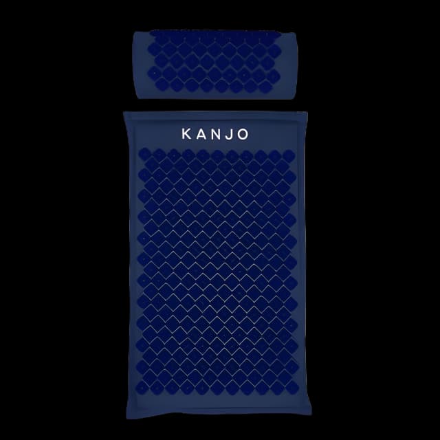 Kanjo Accupressure Mat Set Navy Blue Cotton-Linen Fabric / Memory Foam / Plastic Mat: 17 X 28 Inch / Pillow: 6 X 14 Inch