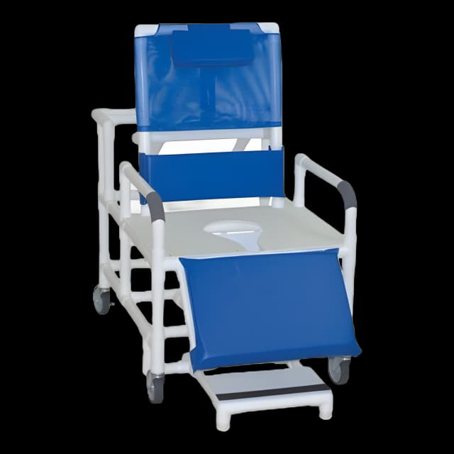 Shower Chair MJM International Fixed Arms PVC Frame Reclining Backrest 26 Inch Seat Width Internal / 30 Inch Seat Width External 600 lbs. Weight Capacity