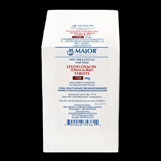 Levofloxacin 750 mg Tablet by Major Pharmaceuticals - 100 Pack