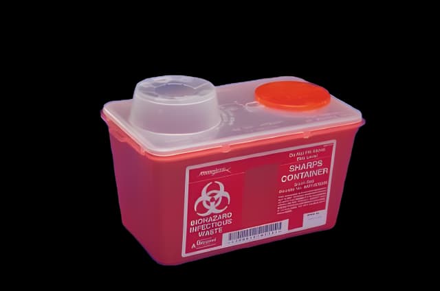 Sharps Container Monoject™ Red Base 17-7/10 H X 6-3/4 W X 10-1/2 D Inch Vertical Entry 3.5 Gallon