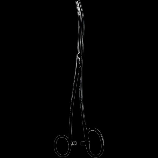 Laser Surgery Dressing Forceps Sklar Black™ Bozeman-Douglas 10-1/4 Inch Length OR Grade Coated Stainless Steel NonSterile Ratchet Lock Finger Ring Handle S-Curved Serrated Tips