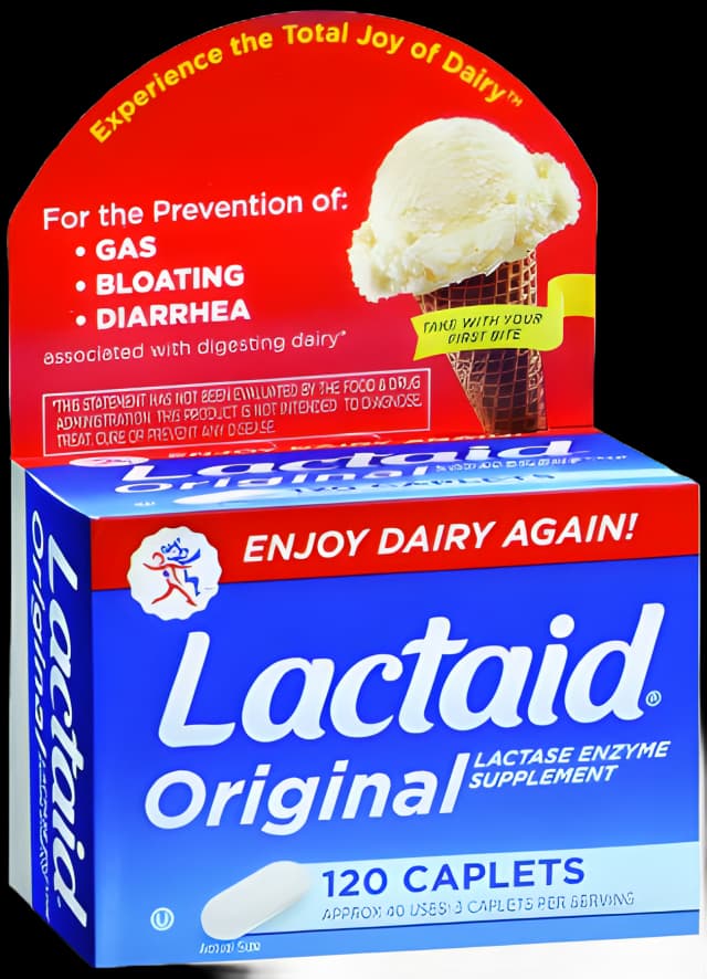 Dietary Supplement Lactaid® Original Lactase Enzyme 3300 IU Strength Tablet 120 per Box Unflavored