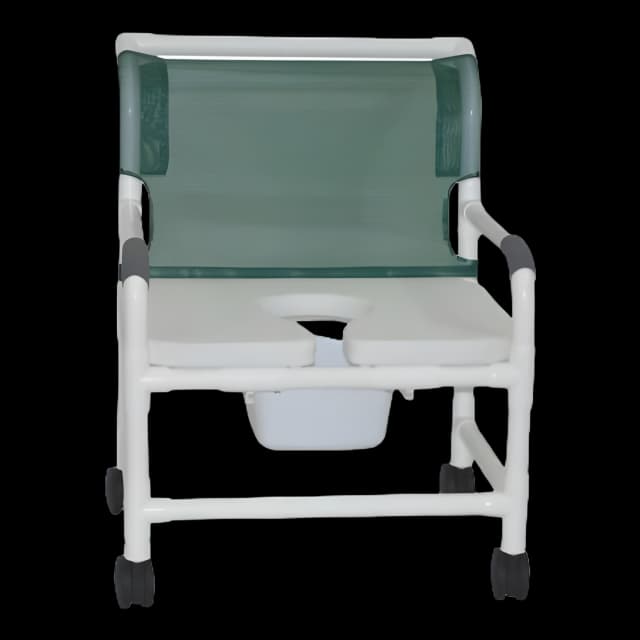 Shower Chair MJM International Fixed Arms PVC Frame Mesh Backrest with Pushbar 425 lbs. Weight Capacity - 126-4-NB-FSSS
