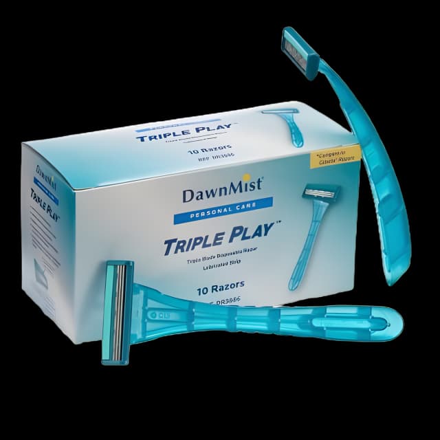 Personal Razor with Lubricating Strip DawnMist® Triple Play™ Single Edge Triple Blade NonSterile Disposable