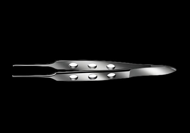 Tissue Forceps Storz® Bishop-Harmon 3-2/5 Inch Length Surgical Grade Stainless Steel NonSterile NonLocking Flat handle with Holes Straight Delicate 1 X 2 Teeth