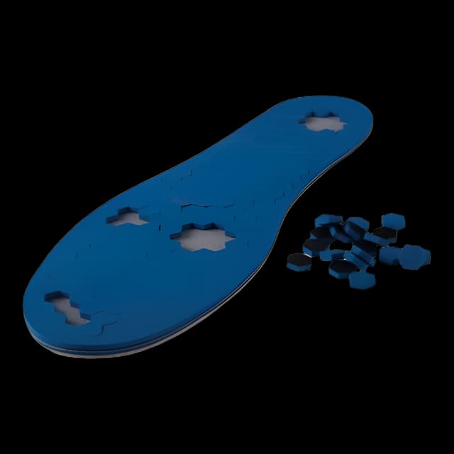 PediFix® PressureOFF® Reattachable Pegs System 7 Soft Offloading Insole Full Length / Removable Bottom Pegs X-Large, Right Foot Plastozote / Poron® Blue / Tan Male 13 to 15 / Female 14 and Up