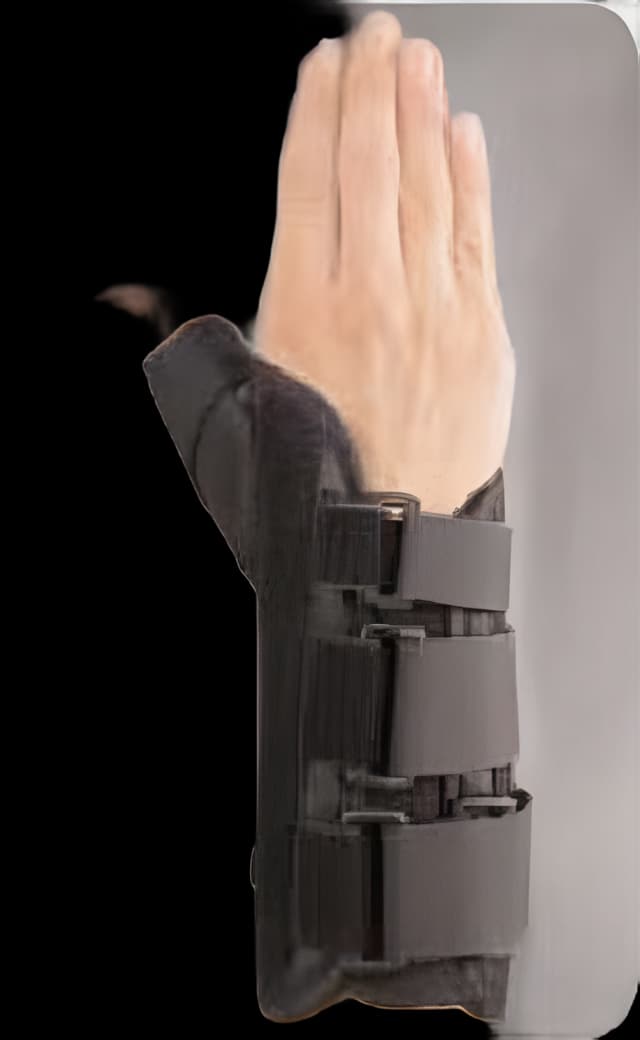 Wrist Brace with Thumb Spica Primo® Aluminum / Elastic / Foam / Plastic / Polyester Left Hand Black Small