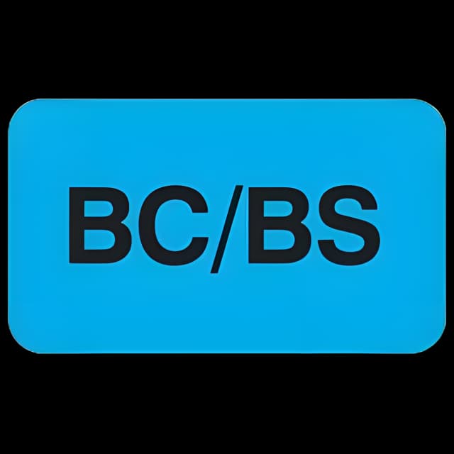 Pre-Printed Label Advisory Label Light Blue BC/BS Black Quality Control Label 7/8 X 1-1/2 Inch