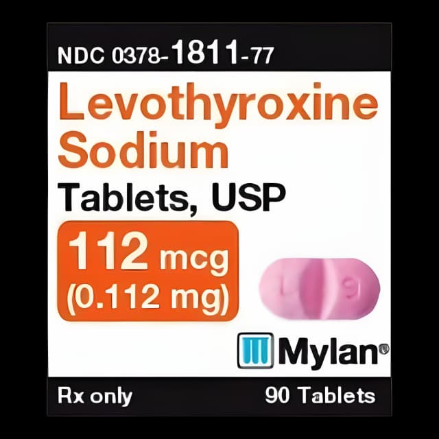 Buy Levothyroxine Sodium 112 mcg by Mylan - 90 Tablets
