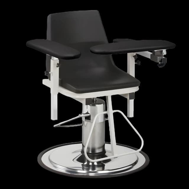 Hydraulic Blood Draw Chair Padded Arms Black