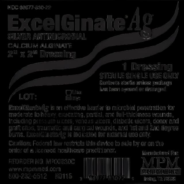 Silver Alginate Dressing ExcelGinate® AG 2 X 2 Inch Square Sterile