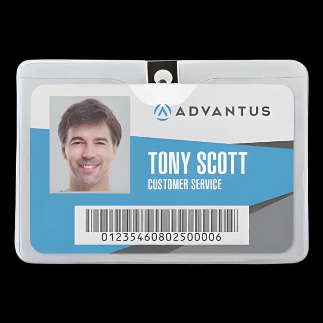 ID Badge Holders with Clip, Horizontal, Clear 4.13" x 3.38" Holder, 3.75" x 2.75" Insert, 50/Pack