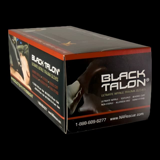 Black Talon Nitrile Trauma Gloves - Medium, Extended Cuff