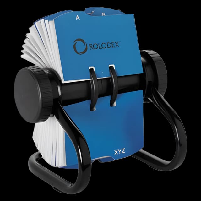 Open Rotary Business Card File with 24 Guides, Holds 400 2.63 x 4 Cards, 6.5 x 5.61 x 5.08, Metal, Black