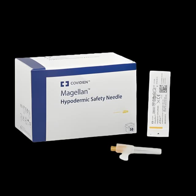 Safety Hypodermic Needle Magellan™ 1 Inch Length 25 Gauge Regular Wall Sliding Safety Needle
