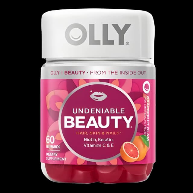 Dietary Supplement OLLY® Undeniable Beauty® Biotin / Vitamin C / Vitamin E / Keratin 2500 mcg - 15 mg - 7.5 mg - 50 mg Strength Gummy 60 per Bottle Grapefruit Glam Flavor