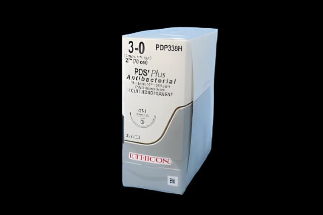 Absorbable Antibacterial Suture with Needle PDS Plus™ Polydioxanone with Irgacare MP CT-1 1/2 Circle Taper Point Needle Size 3 - 0 Monofilament
