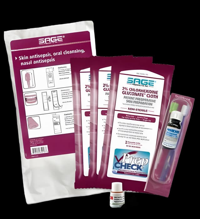 Skin, Nasal, and Oral Prep Kit Sage Nose To Toes™ Soft Pack 2% / 5% Strength CHG (Chlorhexidine Gluconate) / Povidone-Iodine NonSterile - 9011
