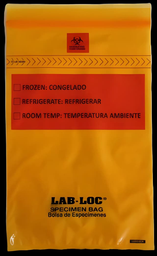 Specimen Transport Bag with Document Pouch Lab-Loc® 6 X 9 Inch Zip Closure Biohazard Symbol / Storage Instructions NonSterile - LABZ69OR