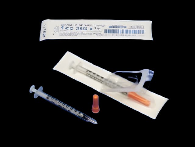 Standard Insulin Syringe with Needle Monoject™ 0.5 mL 1/2 Inch 28 Gauge NonSafety Regular Wall - 1188528012