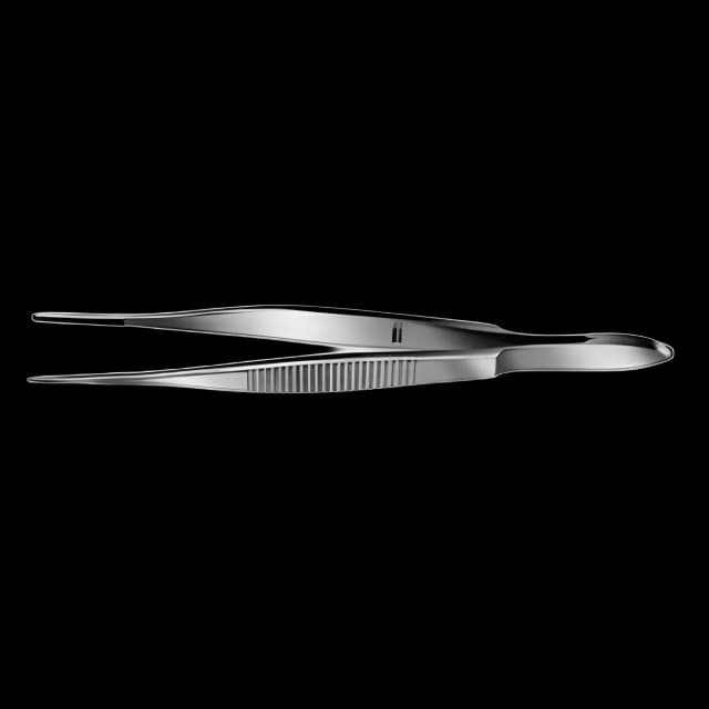 Utility Forceps Storz® Bonaccolto 4-1/3 Inch Length Surgical Grade Stainless Steel NonSterile NonLocking Thumb Handle Straight Cross Serrated Tips with 16 mm Long Tying Platform