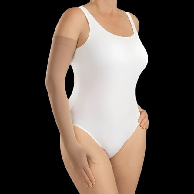 Compression Sleeve with Gauntlet mediven harmony® Size 7 Caramel Arm / Hand