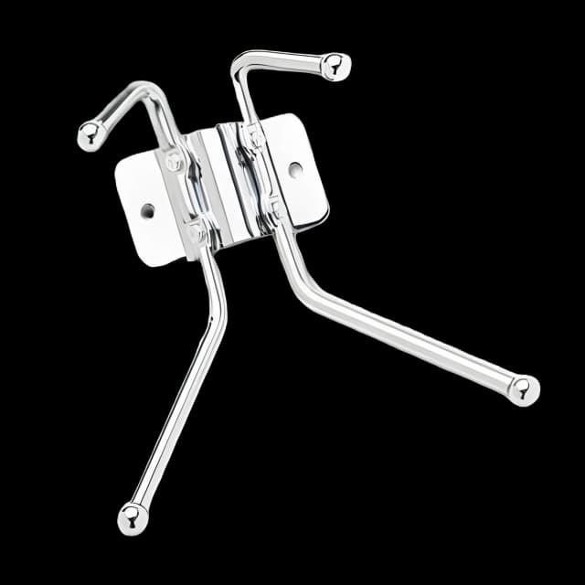 Metal Wall Rack, Two Ball-Tipped Double-Hooks, Metal, 6.5w x 3d x 7h, Chrome