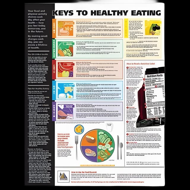 Anatomical Chart Keys to Healthy Eating 20 X 26 Inch Heavy Paper Grommets Laminated