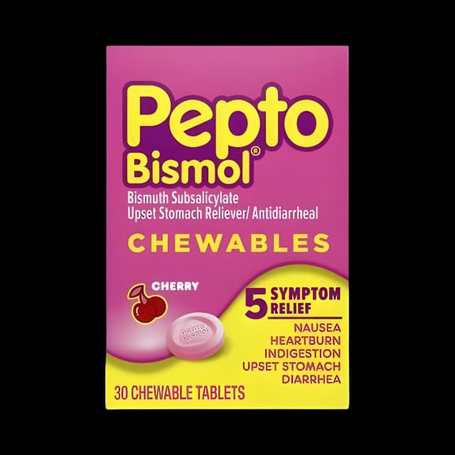 Anti-Diarrheal Pepto Bismol® 262 mg Strength Chewable Tablet 30 per Box - 37000001804