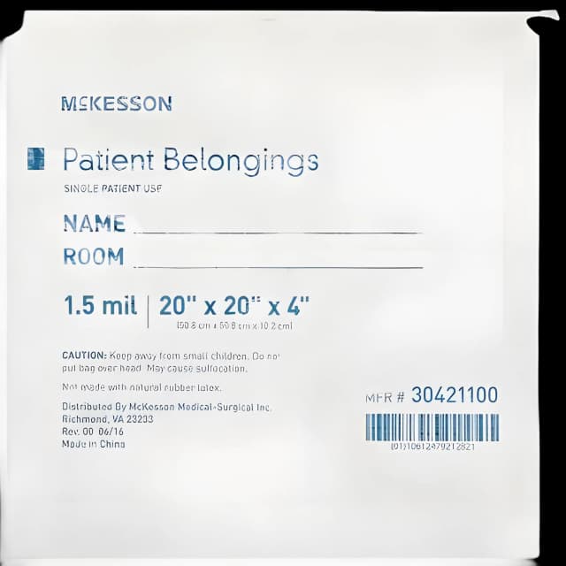 Patient Belongings Bag McKesson 4 X 20 X 20 Inch Polyethylene Drawstring Closure White