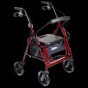 4 Wheel Rollator / Transport Chair drive™ Duet Burgundy Adjustable Height / Transport / Folding Aluminum Frame