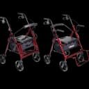 4 Wheel Rollator / Transport Chair drive™ Duet Burgundy Adjustable Height / Transport / Folding Aluminum Frame