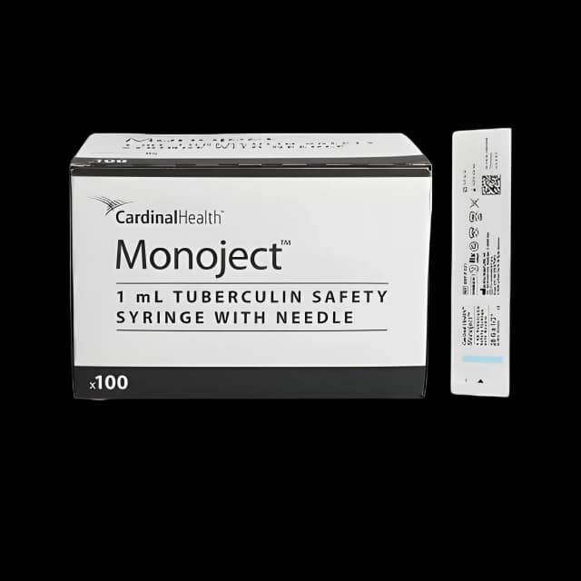 Safety Tuberculin Syringe with Needle Monoject™ 1 mL 1/2 Inch 28 Gauge Sliding Safety Needle Regular Wall
