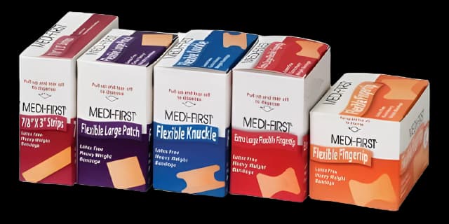 Adhesive Strip Medi-First® 1-1/2 X 3 Inch Fabric Knuckle Tan Sterile