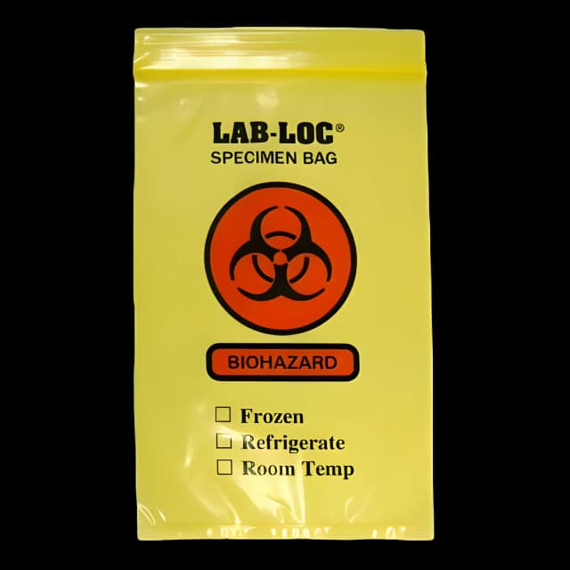 Specimen Transport Bag with Document Pouch Lab-Loc® 6 X 9 Inch Zip Closure Biohazard Symbol / Storage Instructions NonSterile - LAB20609YE