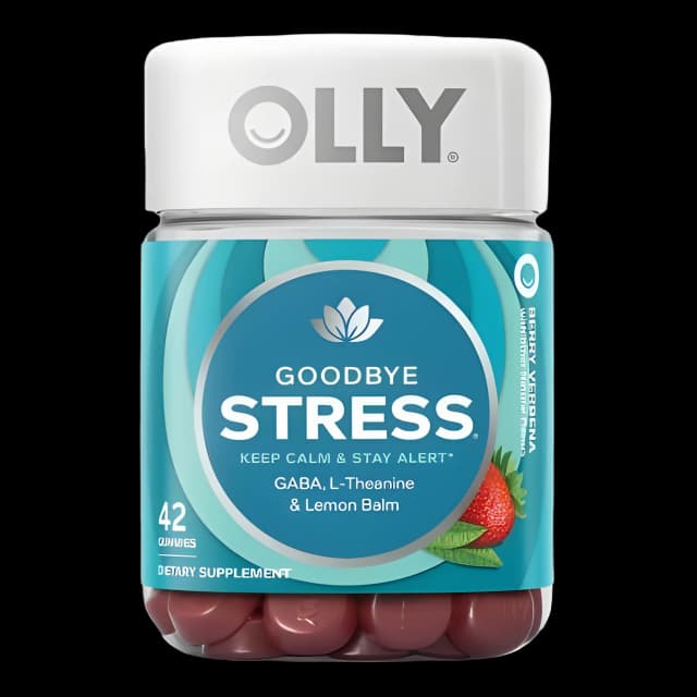 Dietary Supplement OLLY® Goodbye Stress® GABA / L-Theanine / Lemon Balm Extract 100 mg - 50 mg - 75 mg Gummy 42 per Bottle Berry Verbena Flavor