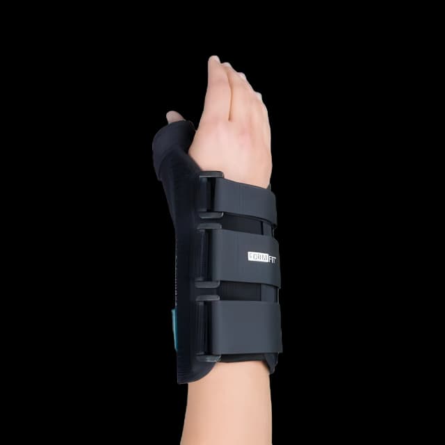 Wrist Brace with Thumb Spica Ossur® Formfit® Aluminum / Cotton / Polyester Left Hand Black Medium