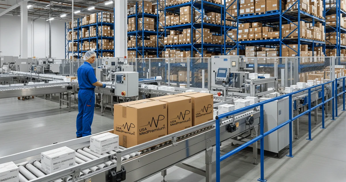 Supply chain and healthcare operations facility with automated conveyor system